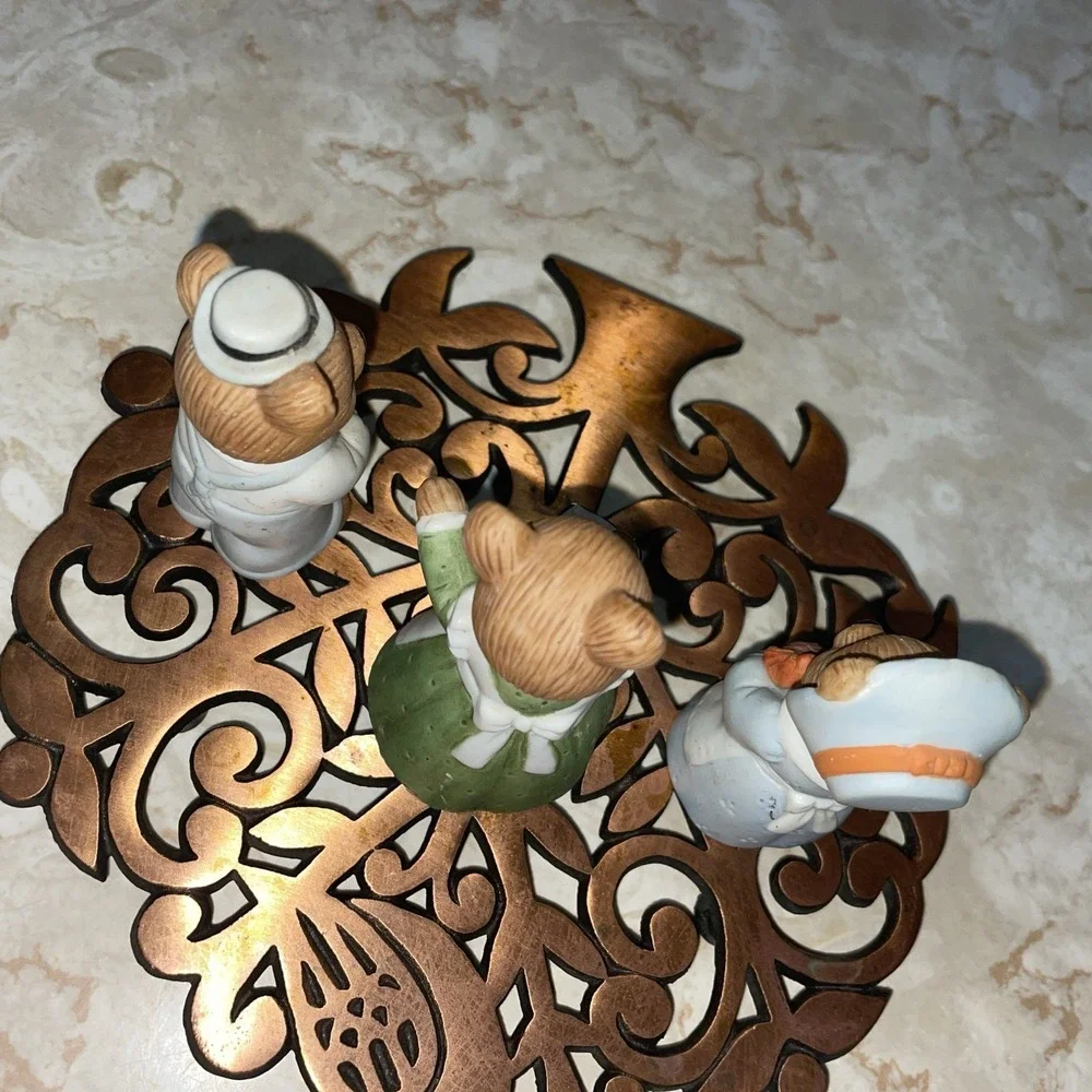 Vintage Homco Ceramic Bears Fall Pumpkin Turkey Book‎ Set of 3
